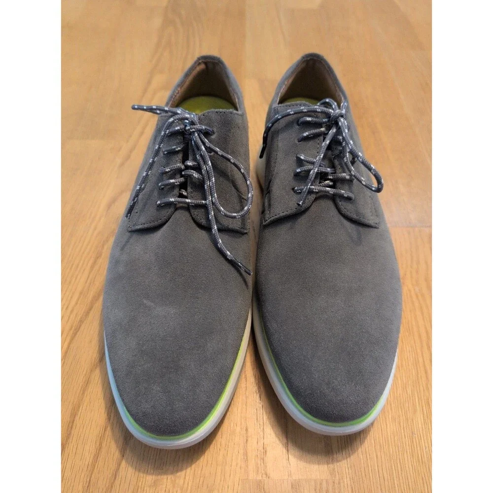 Florsheim Fuel 5-Eye Plain Toe Oxfords Grey Suede White Sole Men's Size 7.5 Nice